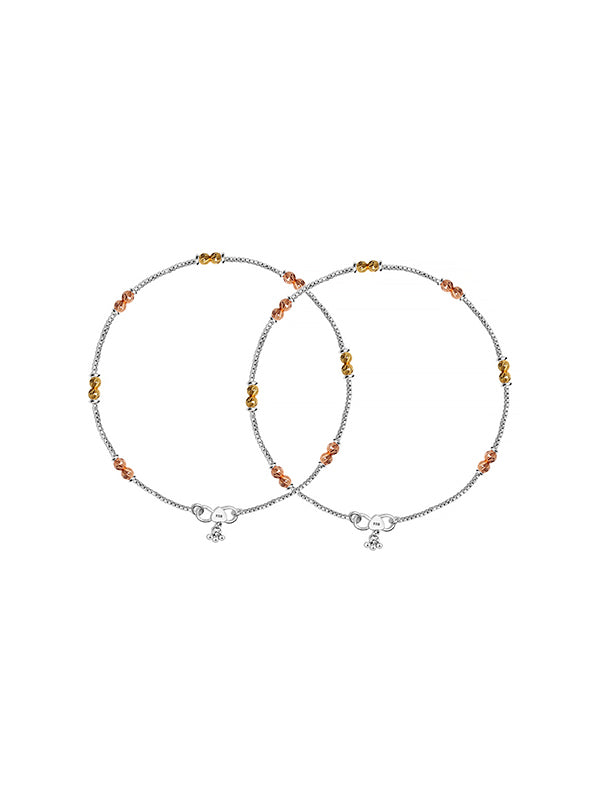 Multi-Tone Diamond Cut Bead Anklets
