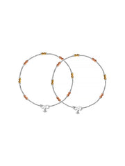 Multi-Tone Diamond Cut Bead Anklets