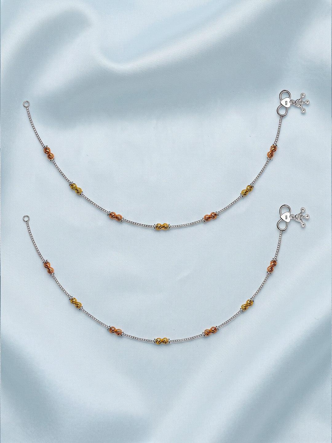 Multi-Tone Diamond Cut Bead Anklets