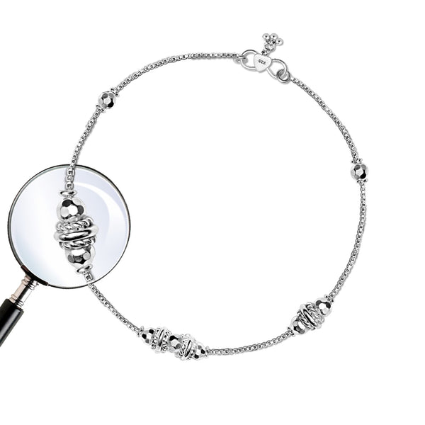 925 Sterling Silver Diamond Cut Bead Anklets for Women (PAIR ANKLET)