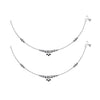 925 Sterling Silver Diamond Cut Black Bead Anklets for Women (PAIR ANKLET)