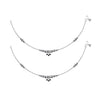 925 Sterling Silver Diamond Cut Black Bead Anklets for Women