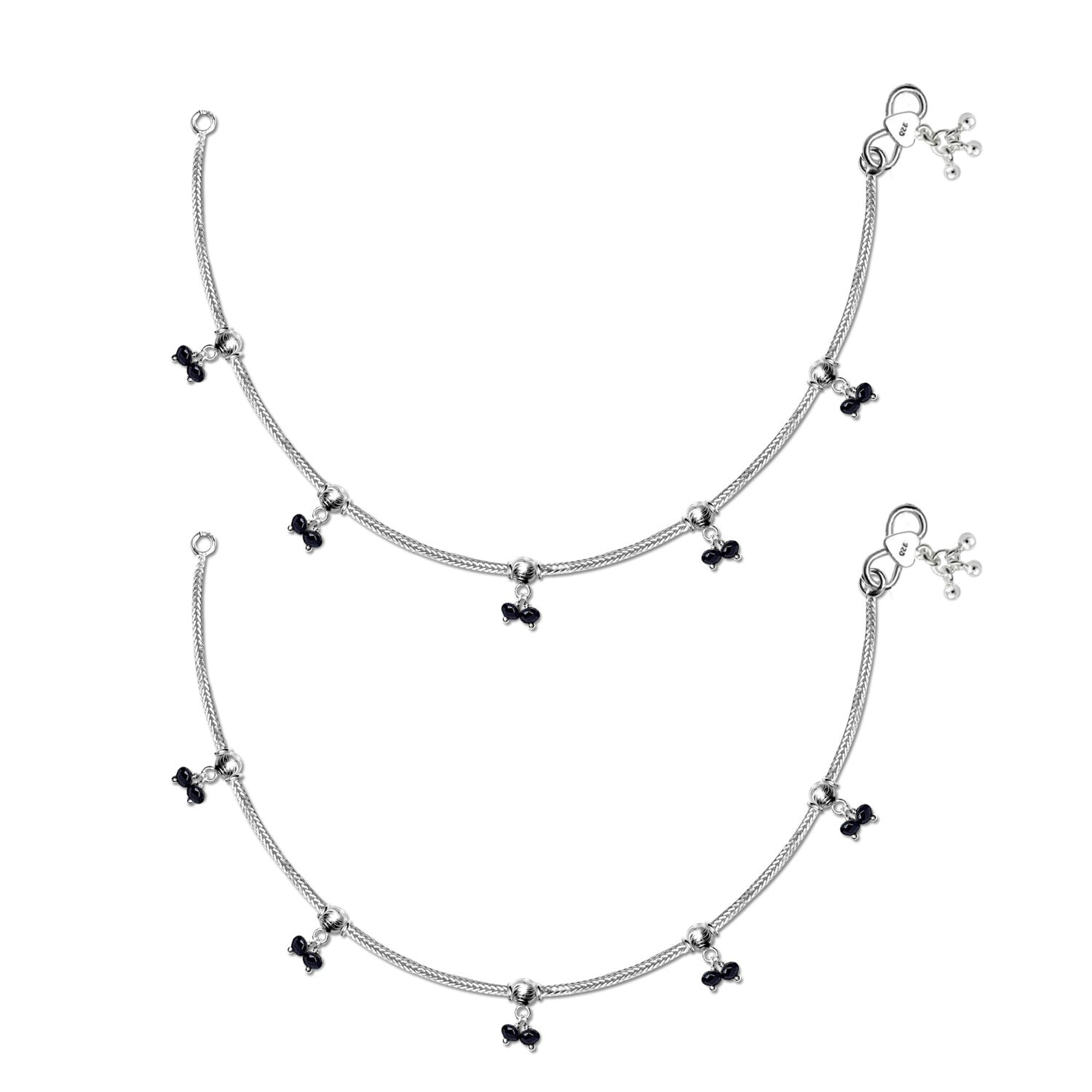 Black Bead Charm Anklet