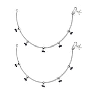 Black Bead Charm Anklet