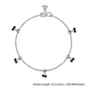 925 Sterling Silver Diamond Cut Black Bead Anklets for Women