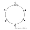 925 Sterling Silver Diamond Cut Black Bead Anklets for Women (PAIR ANKLET)
