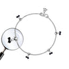 925 Sterling Silver Diamond Cut Black Bead Anklets for Women (PAIR ANKLET)