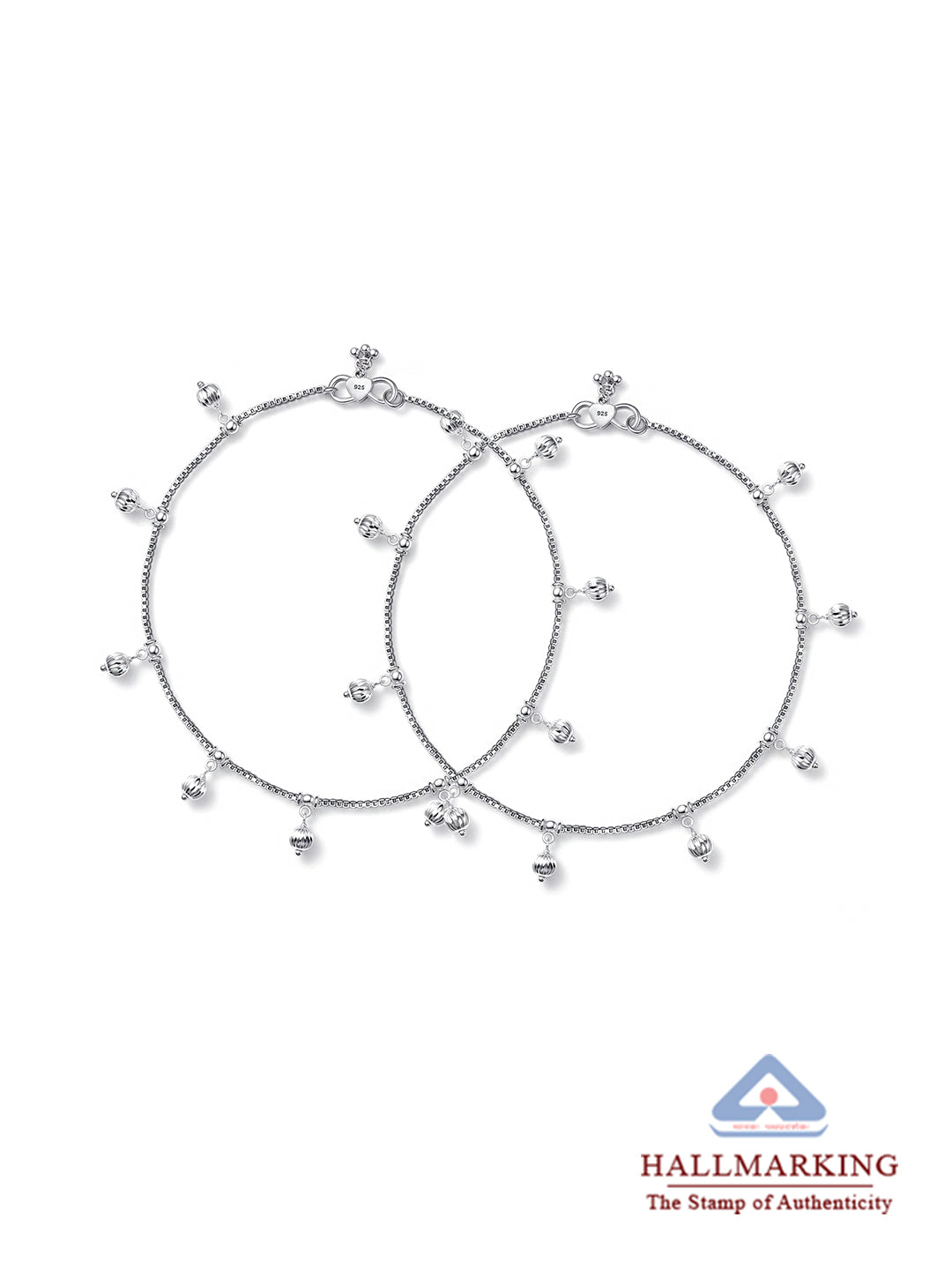 Silver Diamond Cut Bead Anklet