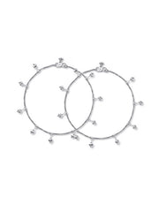 Silver Diamond Cut Bead Anklet