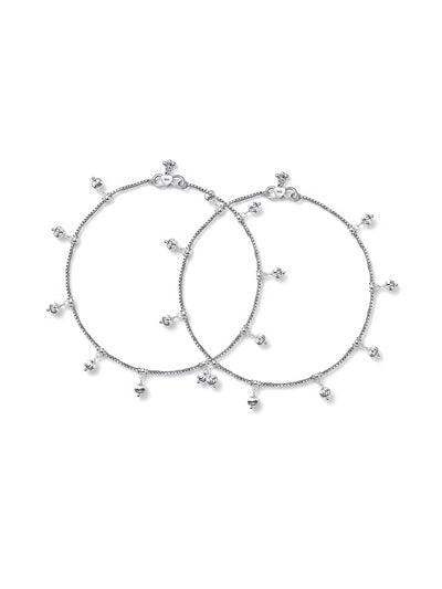 Silver Diamond Cut Bead Anklet