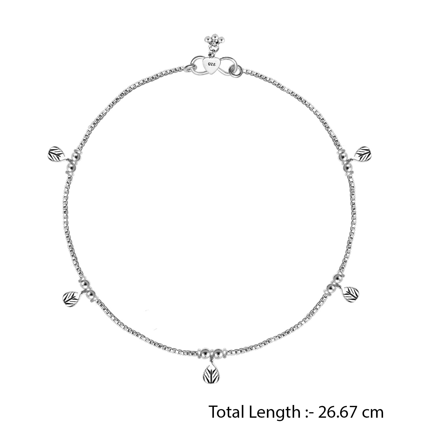 925 Sterling Silver Diamond Cut Bead Anklets for Women (PAIR ANKLET)
