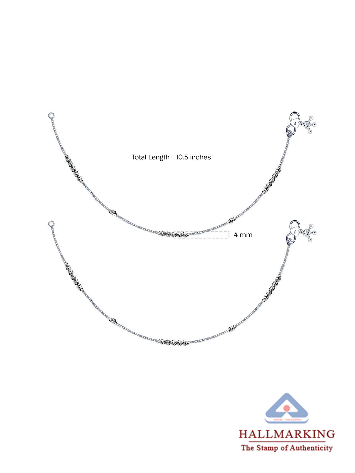 Aurora Diamond-Cut Beaded Women's Chain Anklet