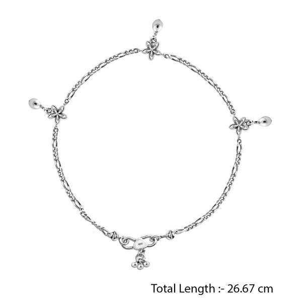 925 Sterling Silver Designer Oxidized Flower Anklets for Women And Girls (PAIR ANKLET)