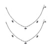 925 Sterling Silver Diamond Cut Black Bead Anklets for Women (PAIR ANKLET)