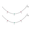 925 Sterling Silver Modern Heart Style Enamel Anklets for Women and Girls