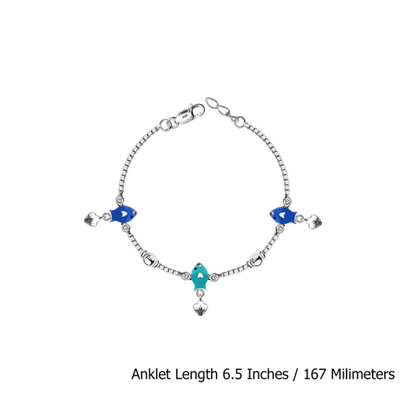 925 Sterling Silver Dolphin Fish Anklets for Girls and Kids