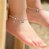 925 Sterling Silver Black Bead Flower Anklets for Girls and Kids