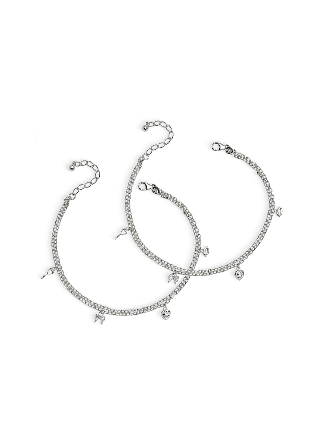 Whisper of Love Rhodium Charm Anklet