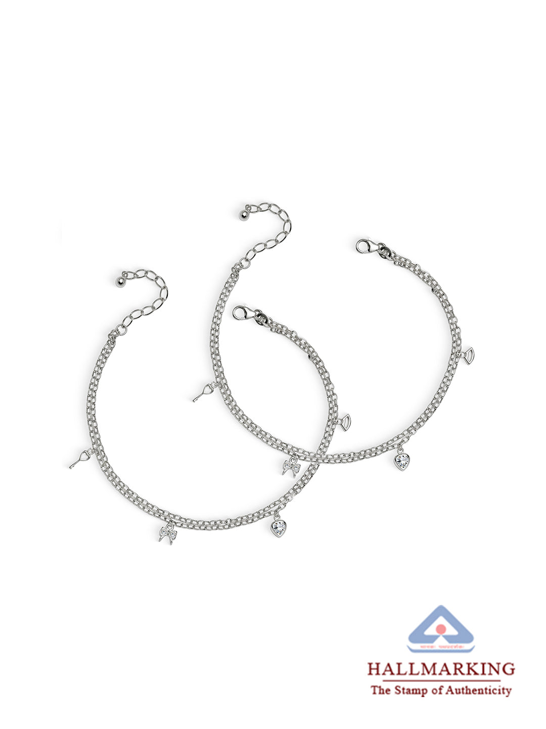 Whisper of Love Rhodium Charm Anklet