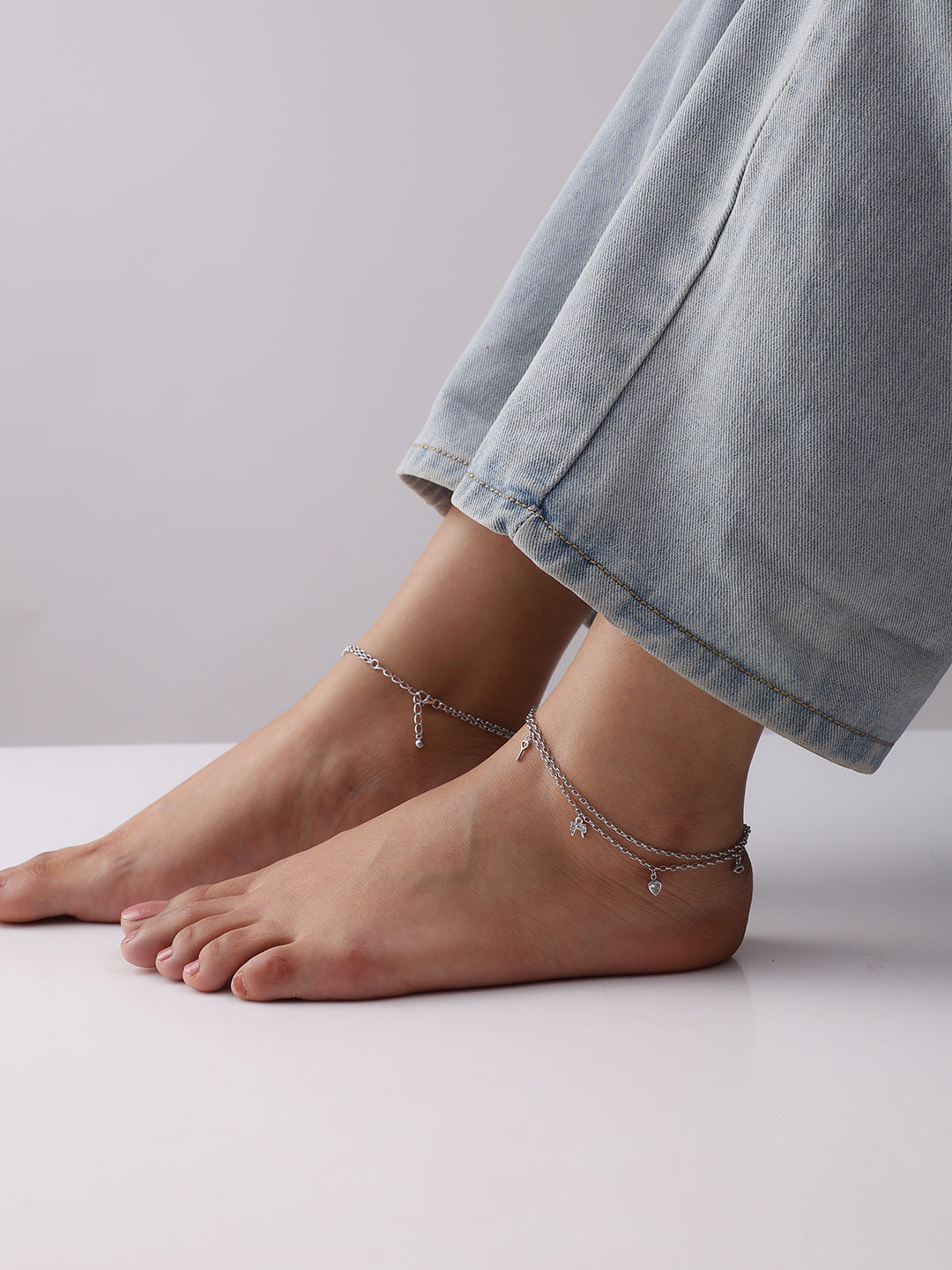Whisper of Love Rhodium Charm Anklet