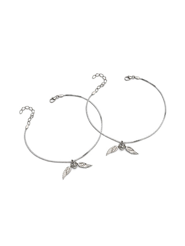 Guardian Grace Angel Wing Silver Anklet ( Pair )