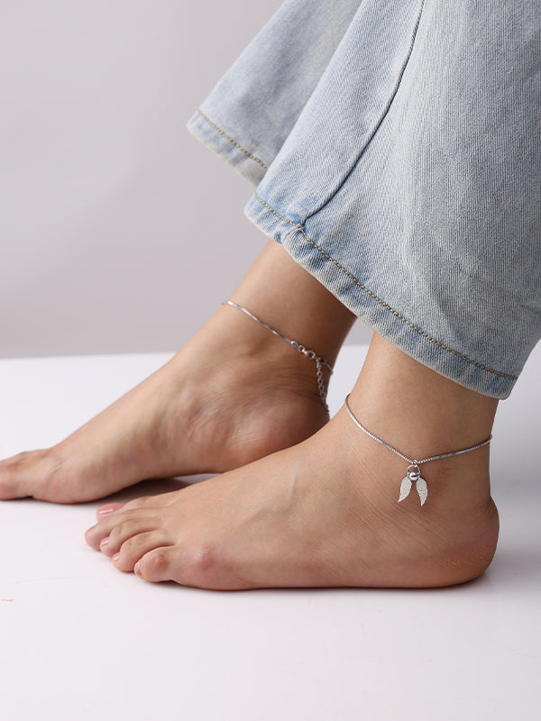 Guardian Grace Angel Wing Silver Anklet ( Pair )