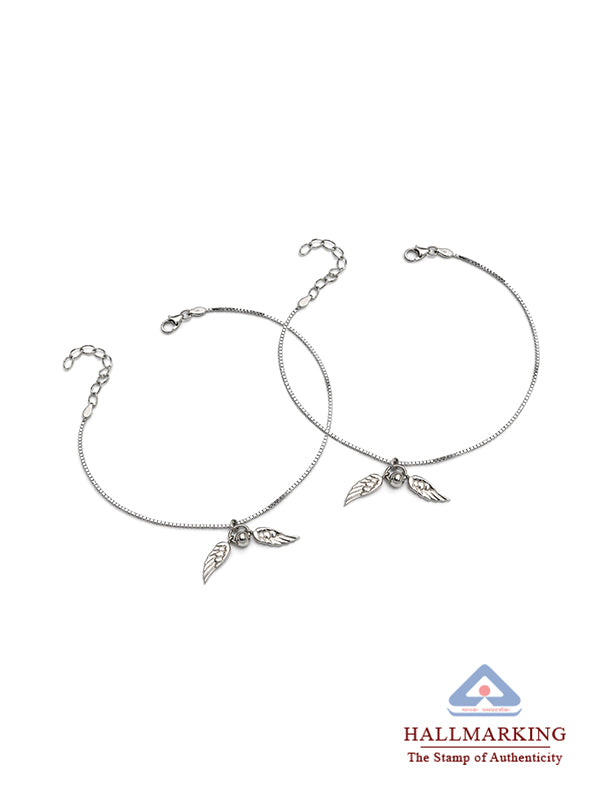 Guardian Grace Angel Wing Silver Anklet ( Pair )