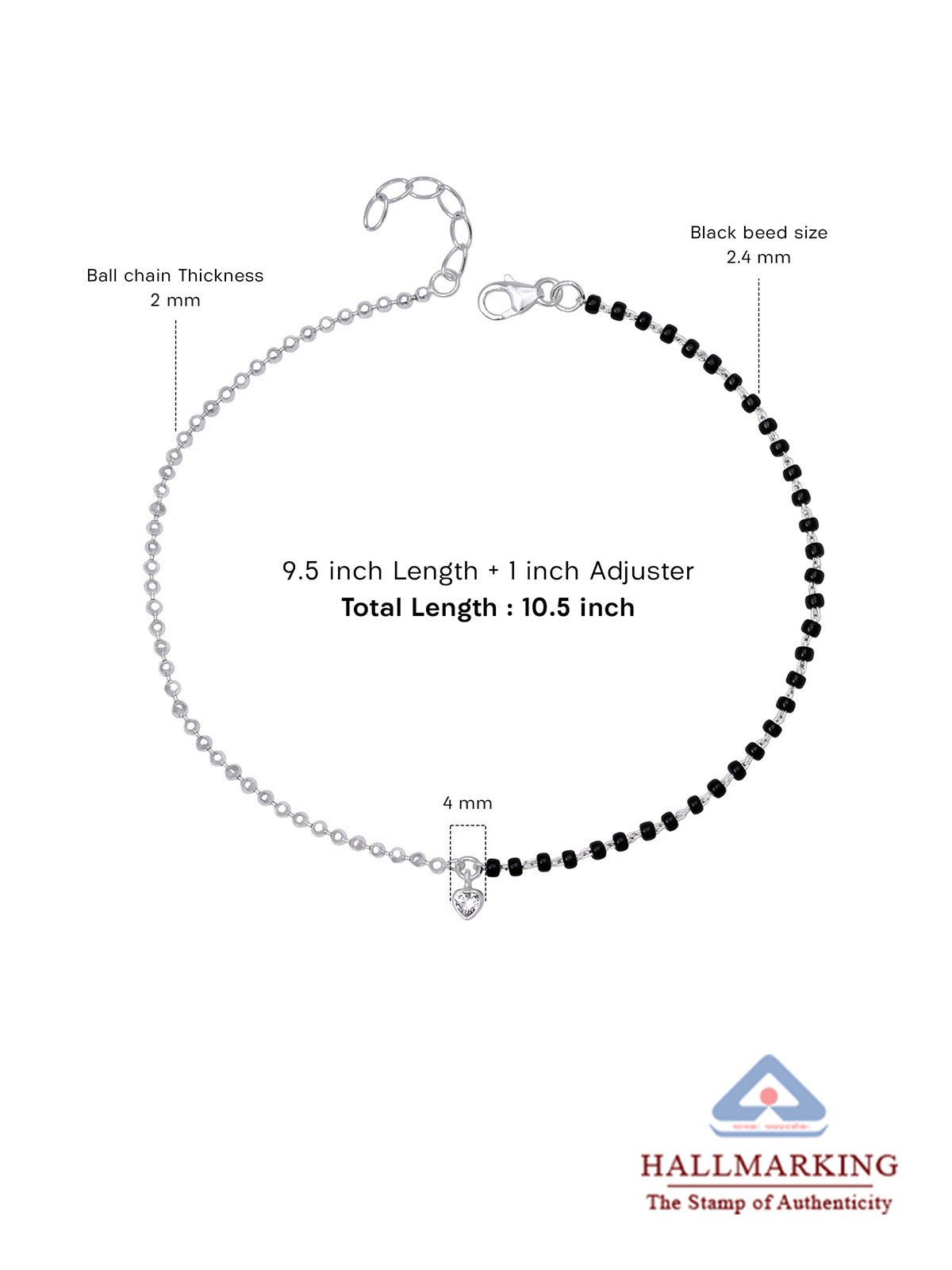 Heart Charm Dual Tone Anklet