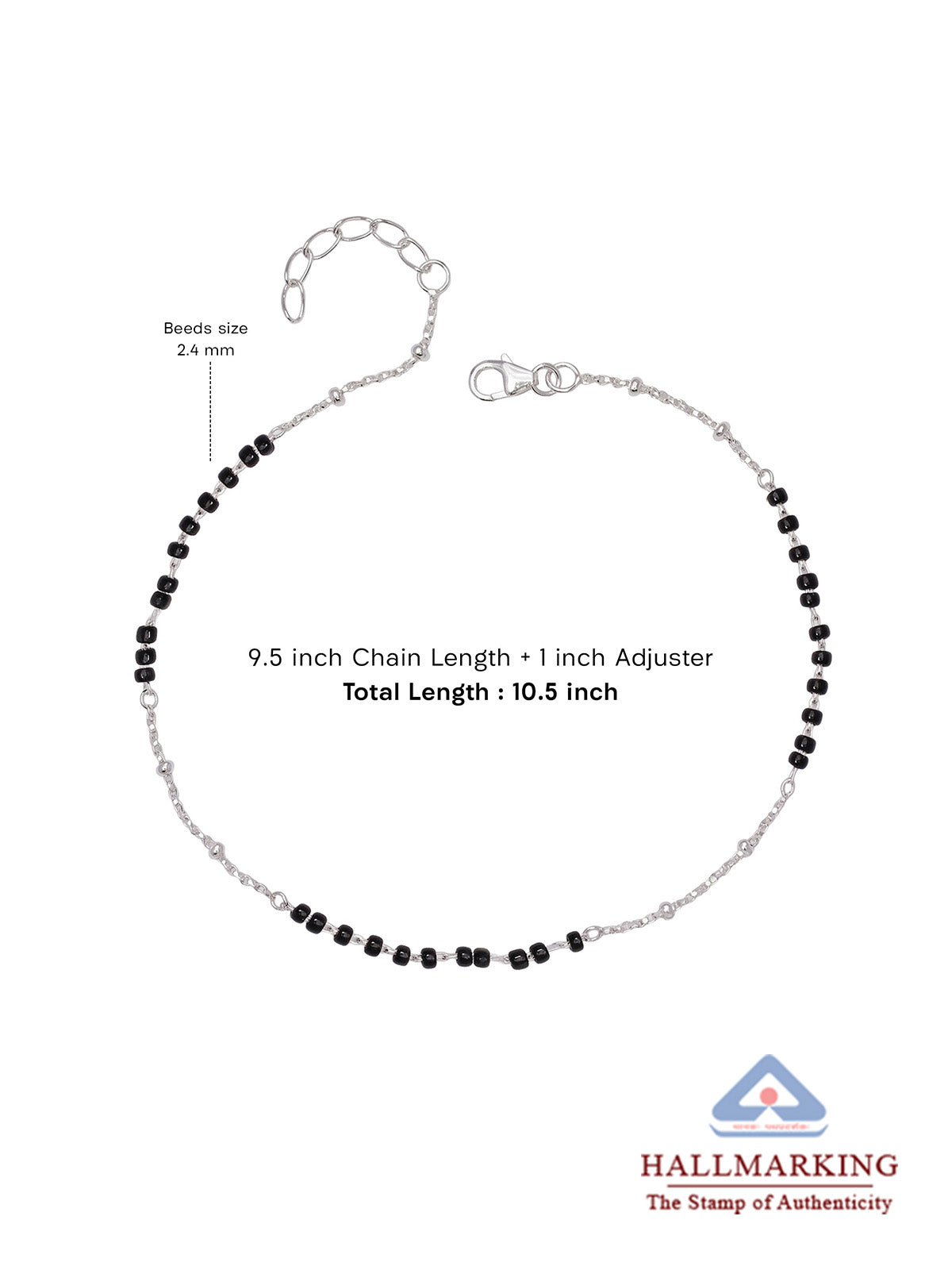 Noir Minimal Black Beaded Women?s Anklet