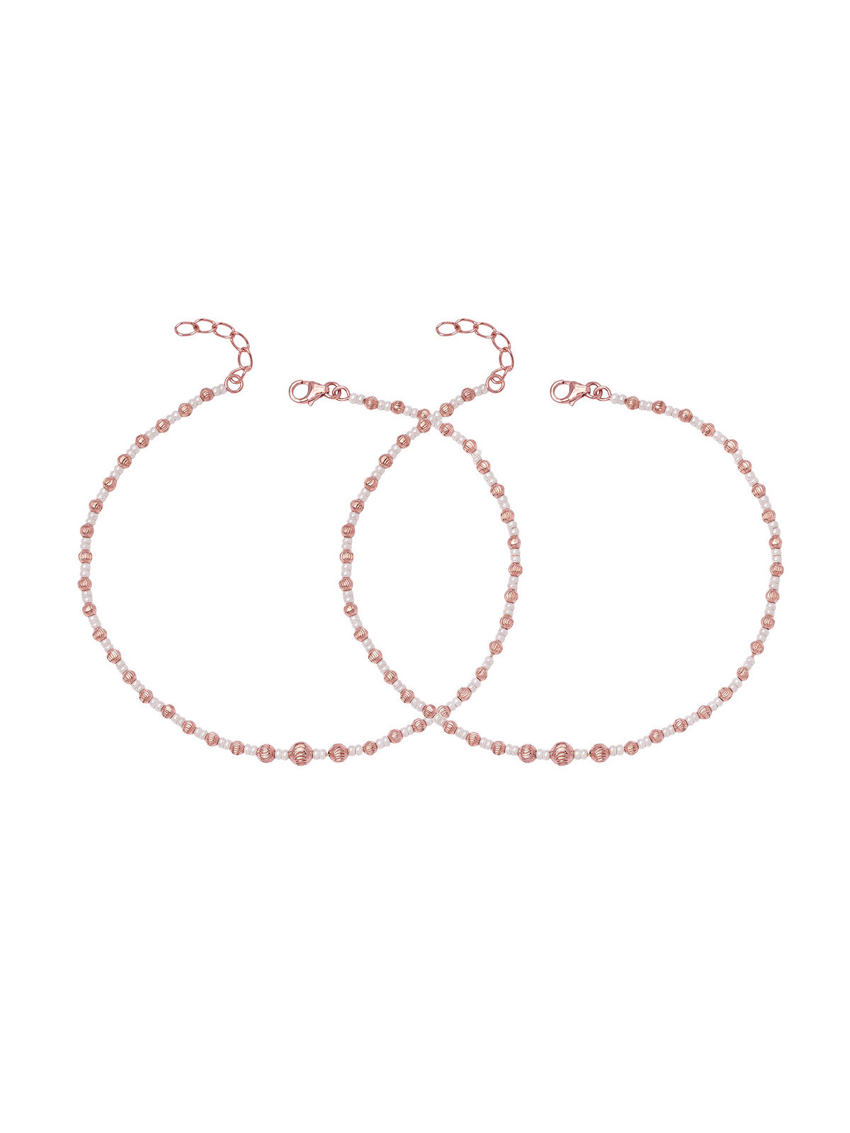 Roselle Textured Beaded Rose Gold Anklet