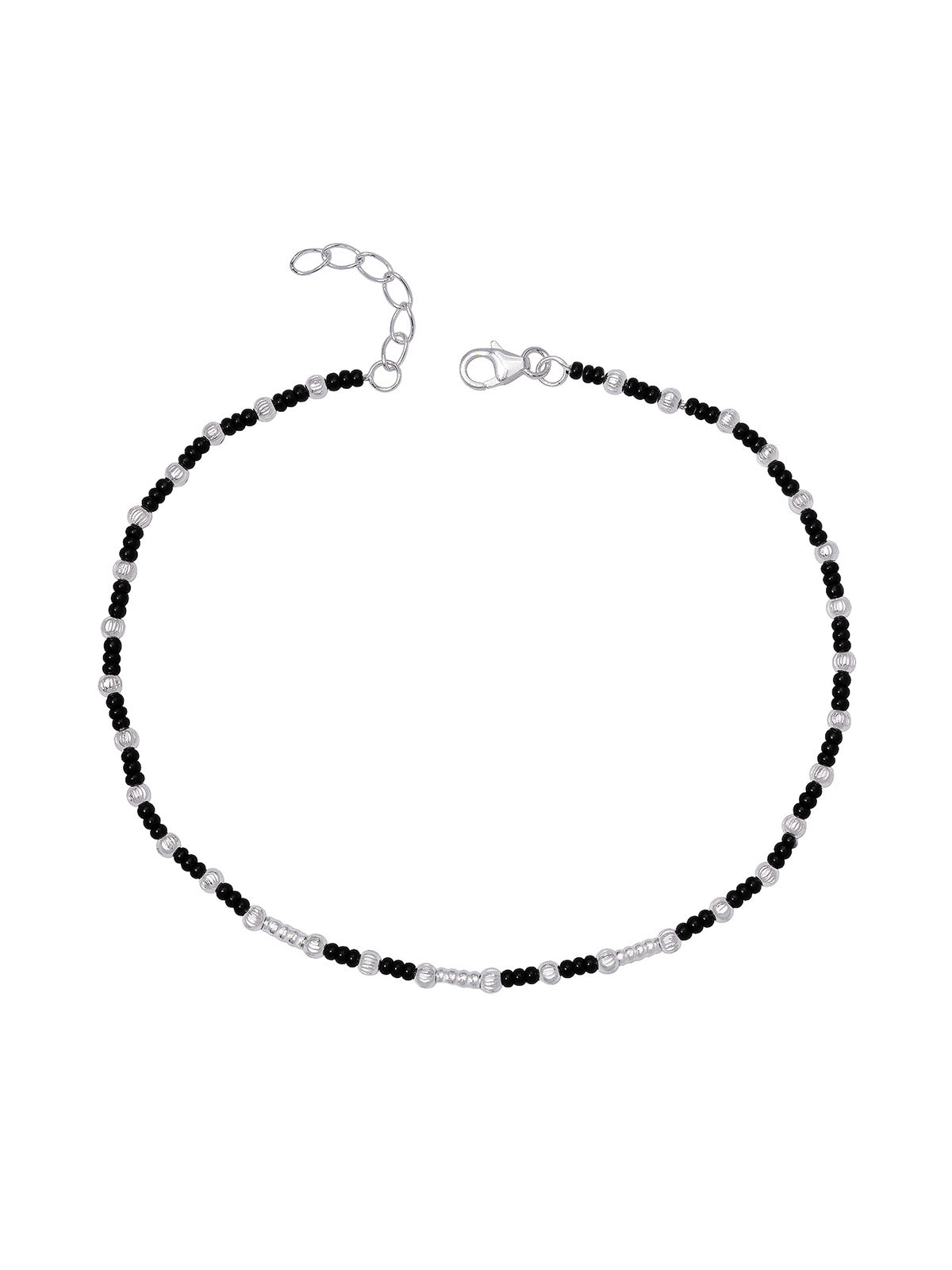 Black and Silver Beaded Anklet