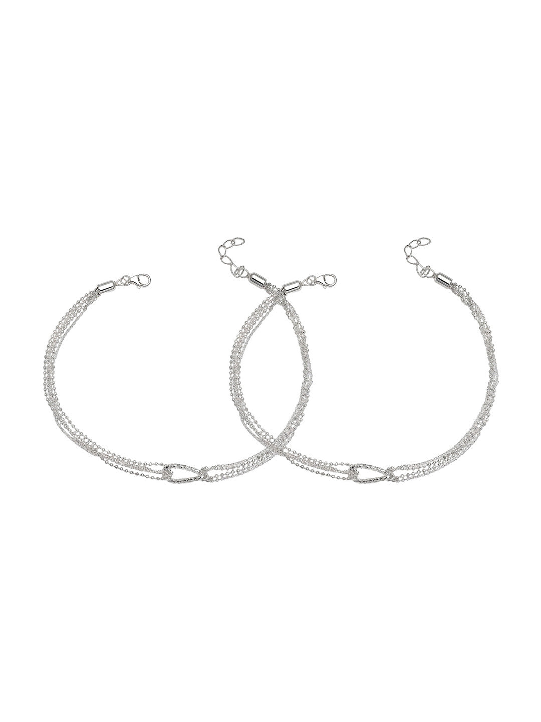 Silver Harmony Multi-Chain Oval Link Anklet
