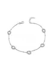 Silver Muse Oval Link Beaded Snake Chain Anklet