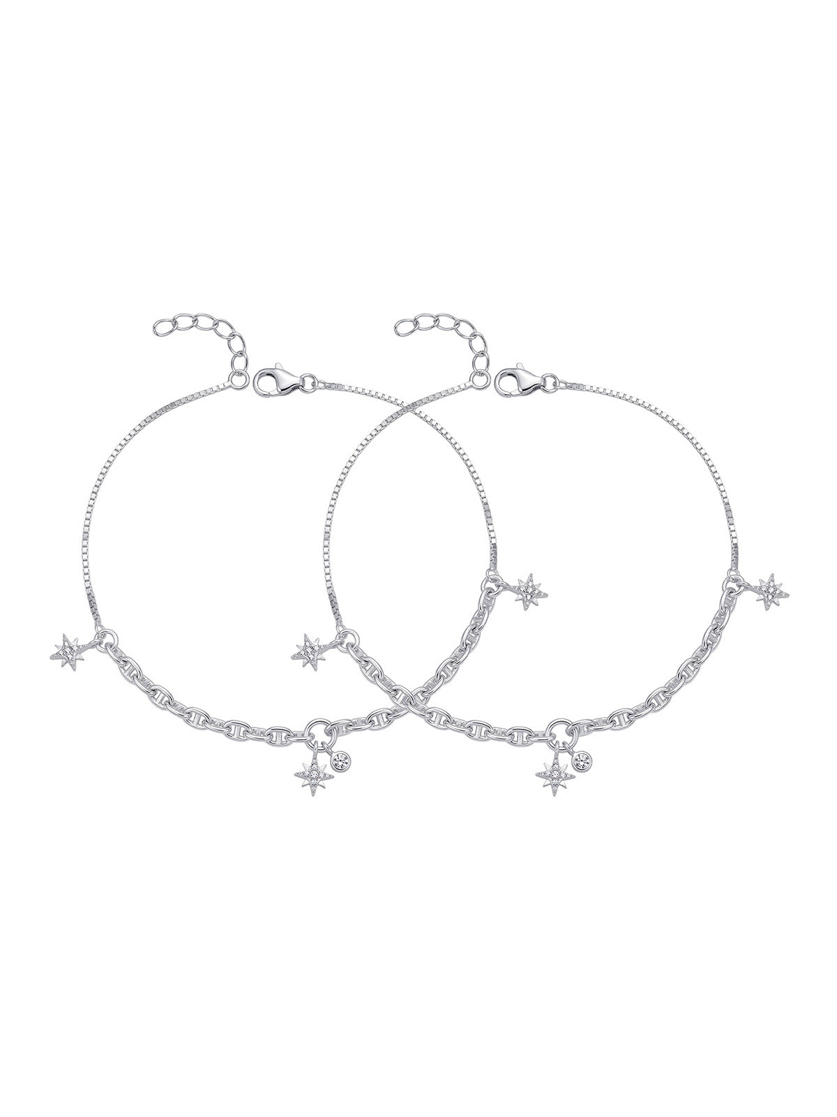 Silver Star Charm Chain Anklet