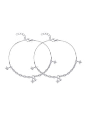 Silver Star Charm Chain Anklet