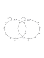 Silver Infinity Charm Beaded Anklet