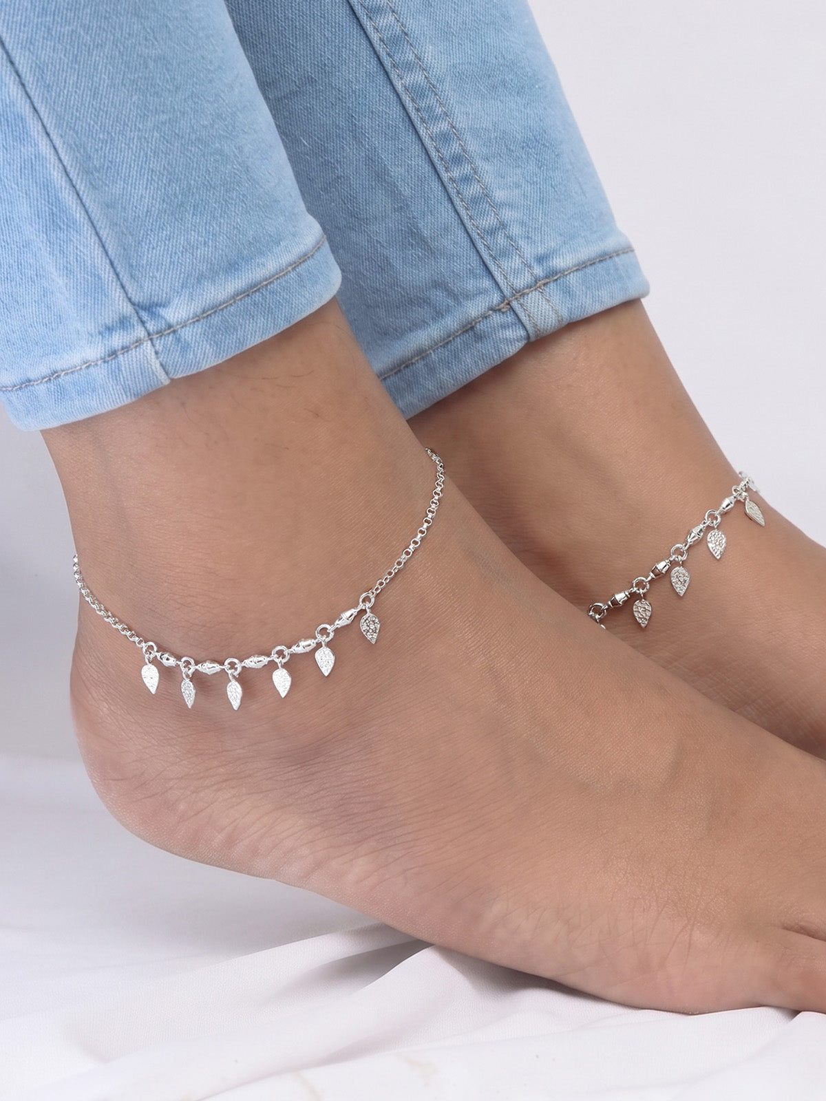 Silver Drift Charm Anklet