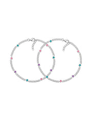 Silver Drift Charm Anklet