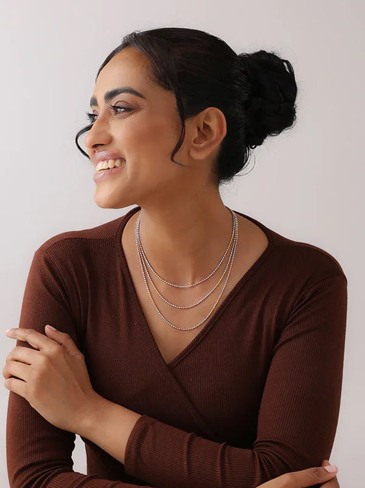 Tricolore Ball Bead Women's Chain Necklace