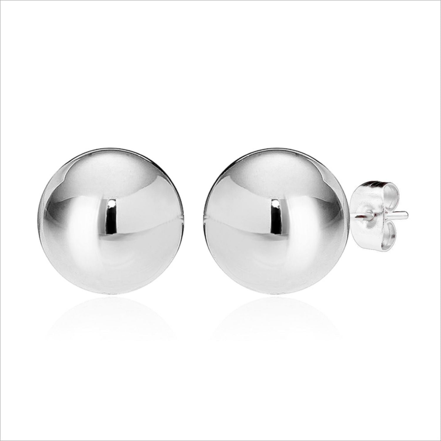 925 Sterling Silver Stud Earrings Light-Weight Classic Ball-Post for Women 10 MM