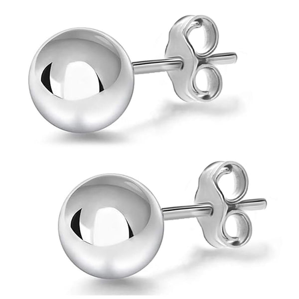 925 Sterling Silver Classic Ball-Post Stud Earrings for Men