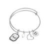 925 Sterling Silver Aunt Expandable Wire Multi-Charm Bangle Bracelet for Women