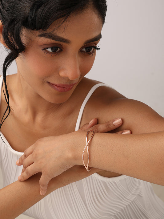 Criss Cross Rose Gold Bangle Bracelet