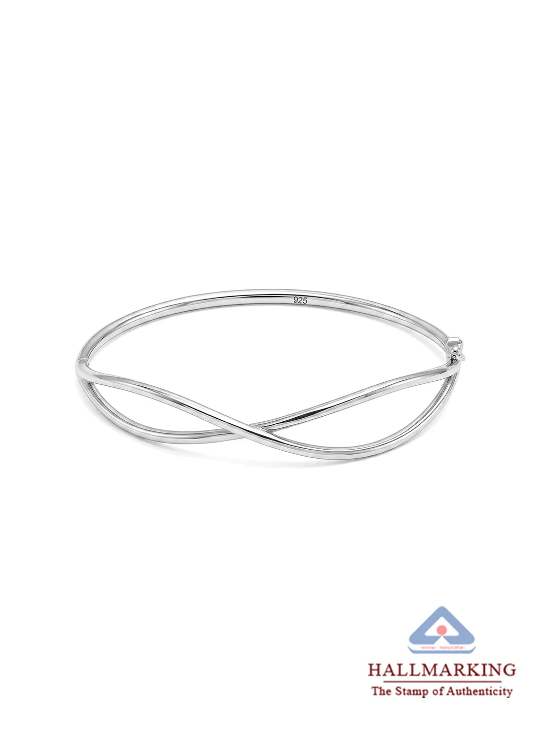 Criss Cross Silver Bangle Bracelet