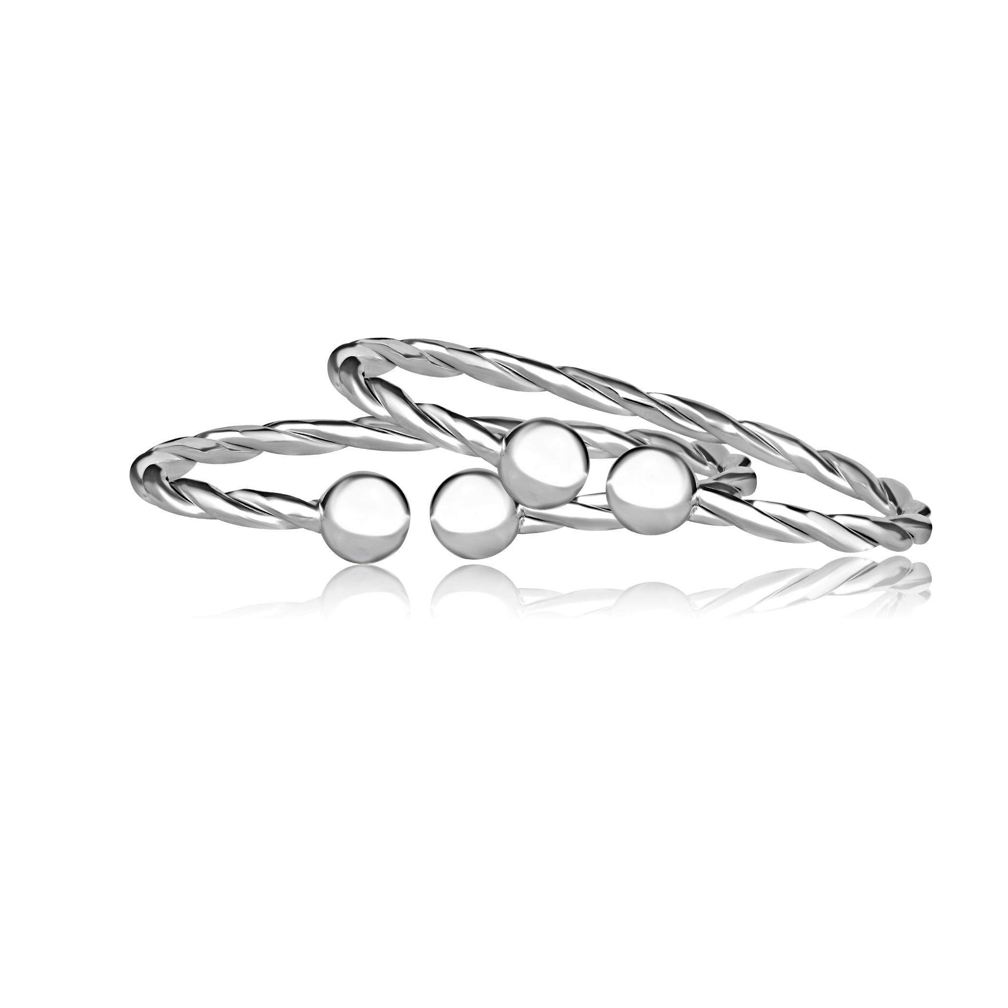 925 Sterling Silver Twisted Nazariya Beaded Kada for Kids