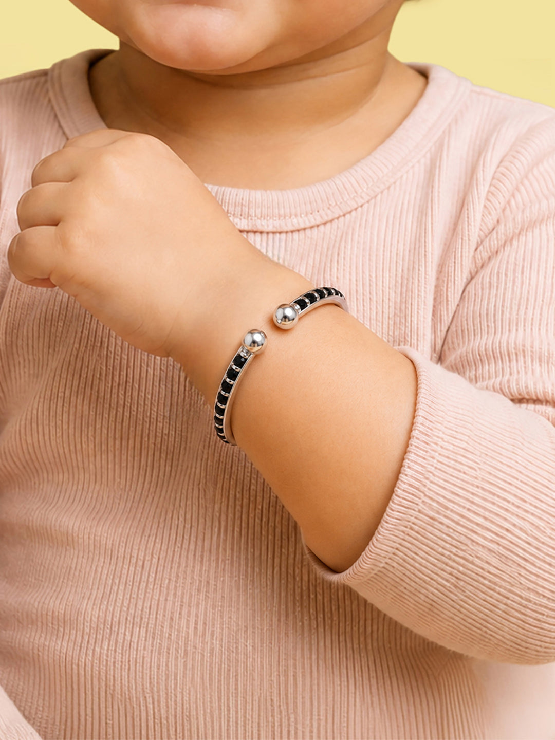 Black Crystal Beads Openable Nazariya Kids Bangle  1 Pair