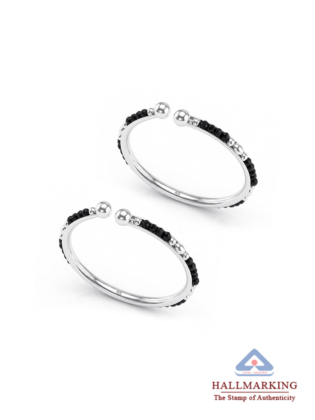 Black Crystal Openable Nazariya Kids Bangle, 1 Pair