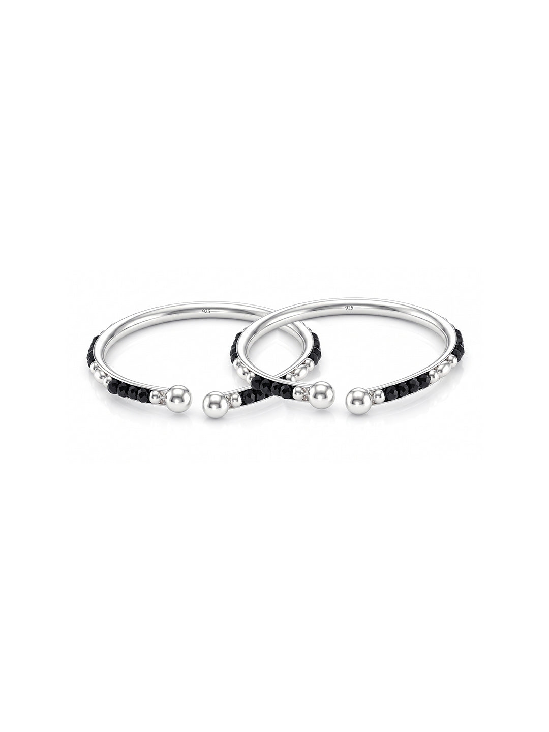 Black Crystal Openable Nazariya Kids Bangle, 1 Pair