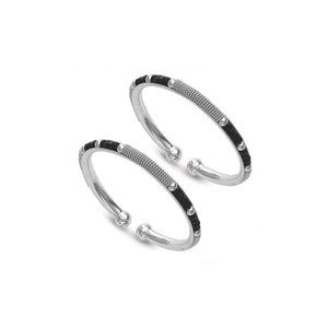 Silver bangles discount with black beads