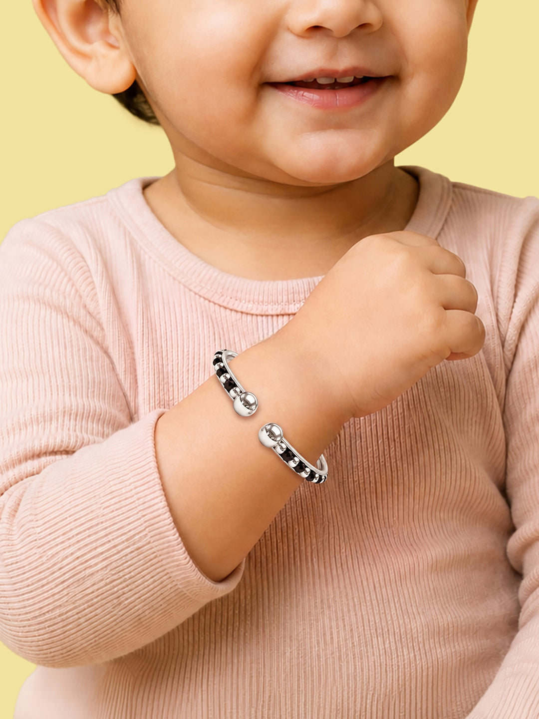 Fancy Black Beads Openable Nazariya Kids Bangle, 1 Pair